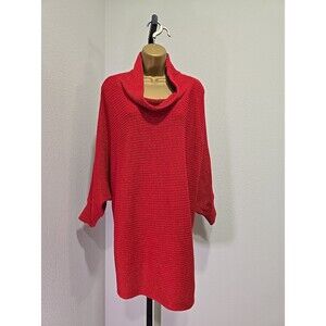 Red Cowl Metallic Ribbed Pullover Sweater Womens XL Stretch Office Career Date